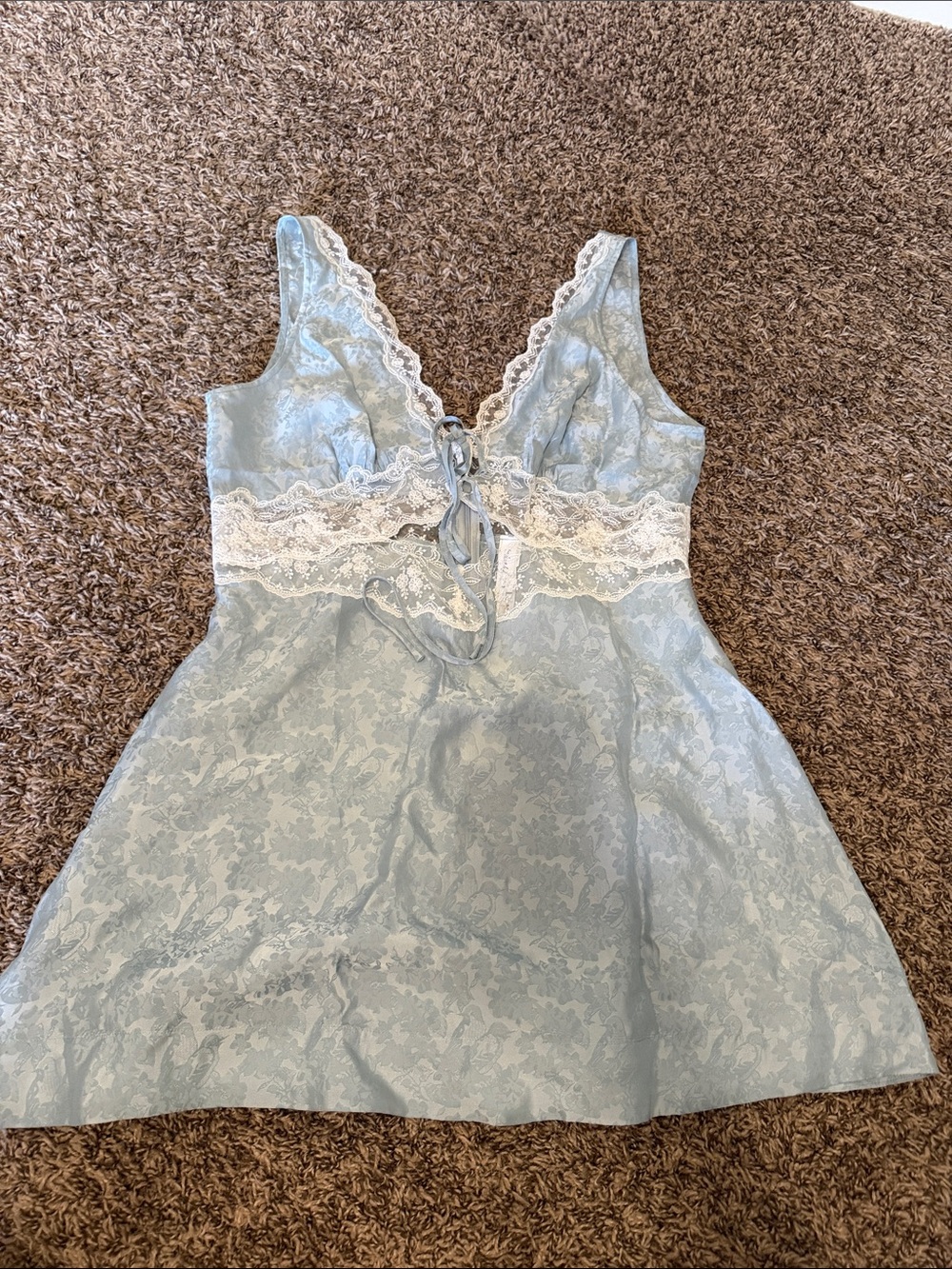 Love and lemon Light Blue Lace-Trim Slip Dress